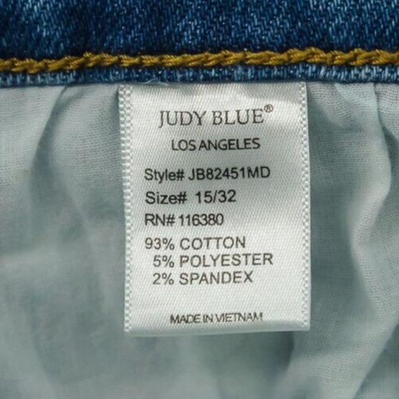 Judy Blue Size 15 32 Rory Mid Rise Straight Leg Distressed Knee Denim Jeans - Picture 6 of 8